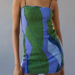 Green and Blue Cassidy  Patchwork Urban Minidress NWOT